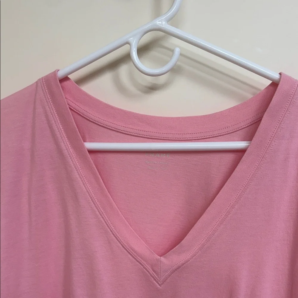Frame  Soft Pink V-Neck Tee - Picture 5 of 9